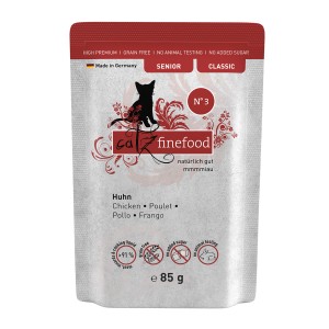 Catz Finefood Senior Huhn, 85g Katzen-Nassfutter für ältere Katzen. Getreidefrei mit Huhn.