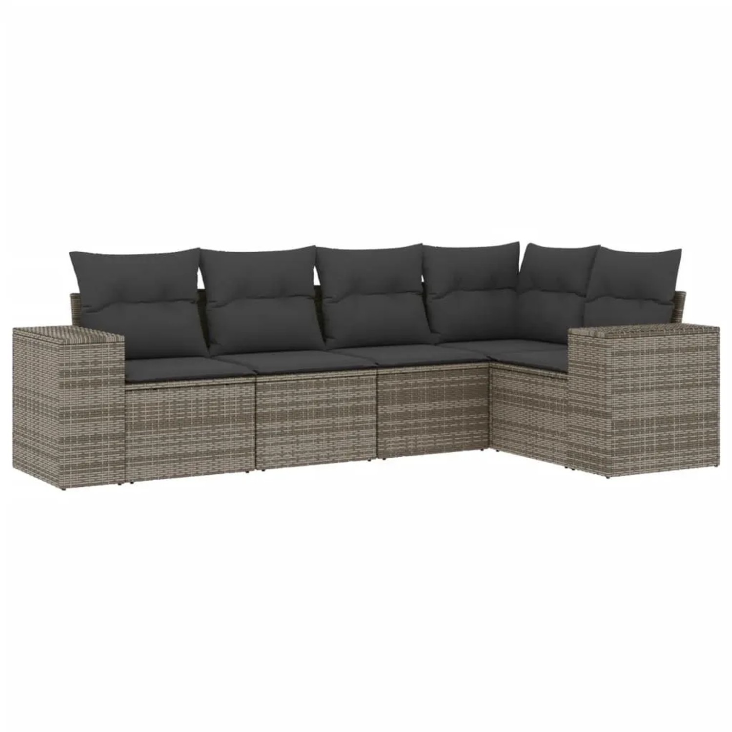 vidaXL 5-Tlg Garten-Sofagarnitur mit Kissen Grau Poly Rattan 3222529