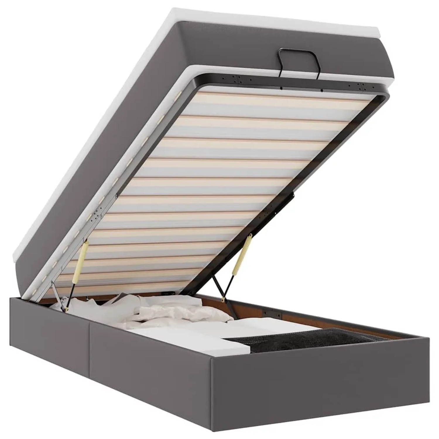 vidaXL Ottoman-Bett mit Matratze Grau 90x190 cm Kunstleder 3311014