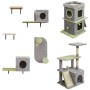 Costway Katzentreppe Katzenmöbel 7 PCS Kletterwand Katzen Grau