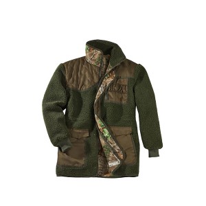 Scheibler Workwear Wendejacke in Olivgrün/Camouflage, Größe XXL. Arbeitsjacke mit Faserpelz und Taschen.