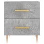 Betongrauer Nachttisch mit 2 Schubladen und goldenen Griffen, vidaXL, 40x35x47,5 cm.