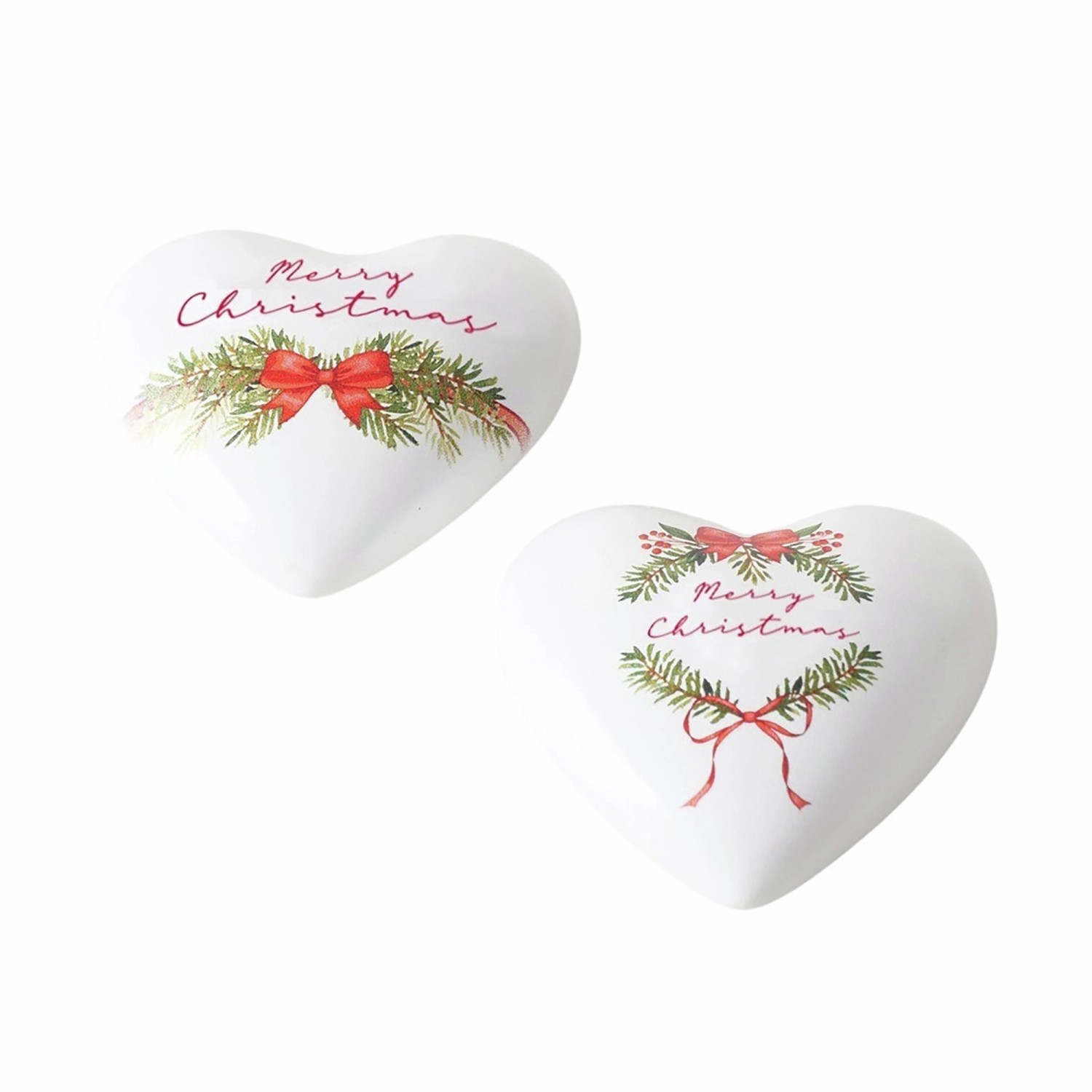 Boltze Herz-Dekoaufsteller Noelle 6 cm x 6 cm x 2 cm Grün-Weiß 2-fach sortiert