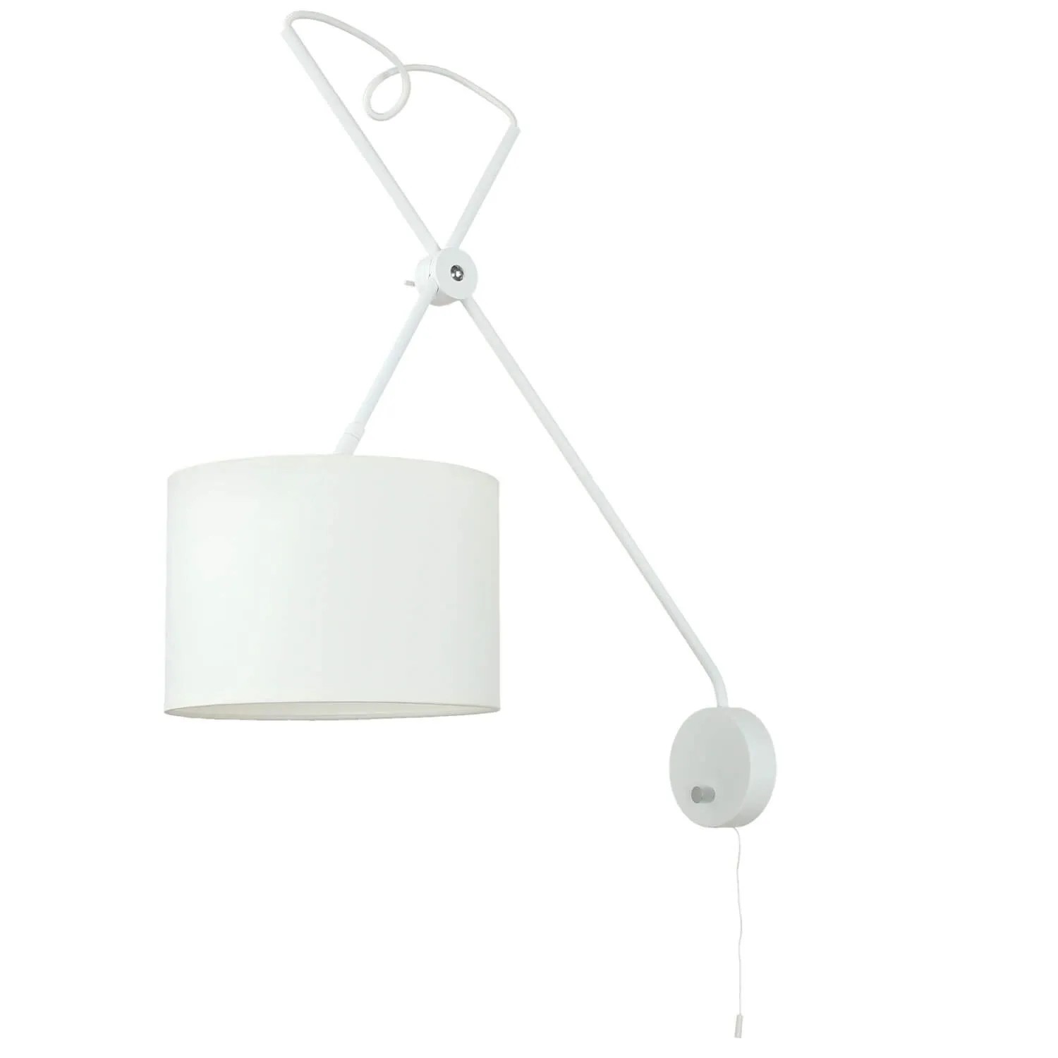 Licht-Erlebnisse Wandlampe Mit Schalter Schwenkarm Metall Stoff Weiß E14