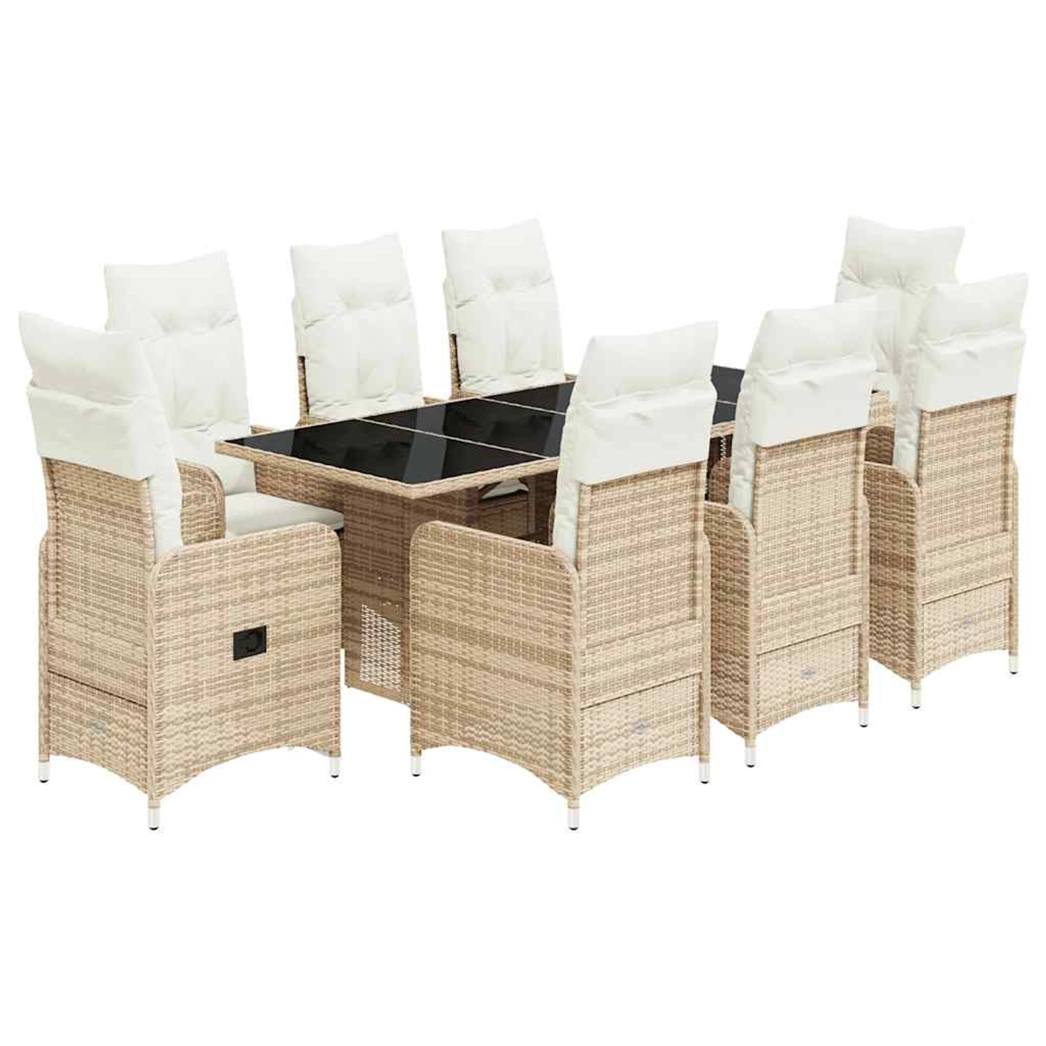 vidaXL 9-Tlg Garten-Bistro-Set mit Kissen Beige Poly Rattan 3277106