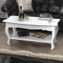 Weißer vidaXL Couchtisch mit Ablage aus MDF und Kiefernholz im Wohnzimmer.
