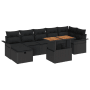 Schwarzes 8-tlg. vidaXL Garten-Sofa-Set aus Polyrattan mit Tisch und Auflagen für Terrasse und Garten.