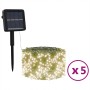 5er Set Solar-Lichterketten mit warmweißen LEDs für Innen und Außen.