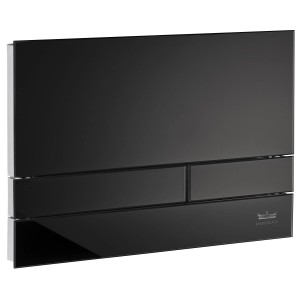 Kronenbach Betätigungsplatte Plantec 2.0 Cube 60, Glas schwarz, Chrom glänzend für WC Spülkasten.