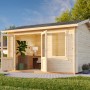 Palmako Gartenhaus Iris, 360x276 cm, grau-anthrazit, mit Doppeltür und Fenster. Holz-Gartenhaus für den Garten.