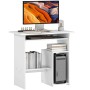 Weißer HOMCOM Computertisch (80x45x75cm) mit Ablagefächern für PC, Bücher und Tastatur.