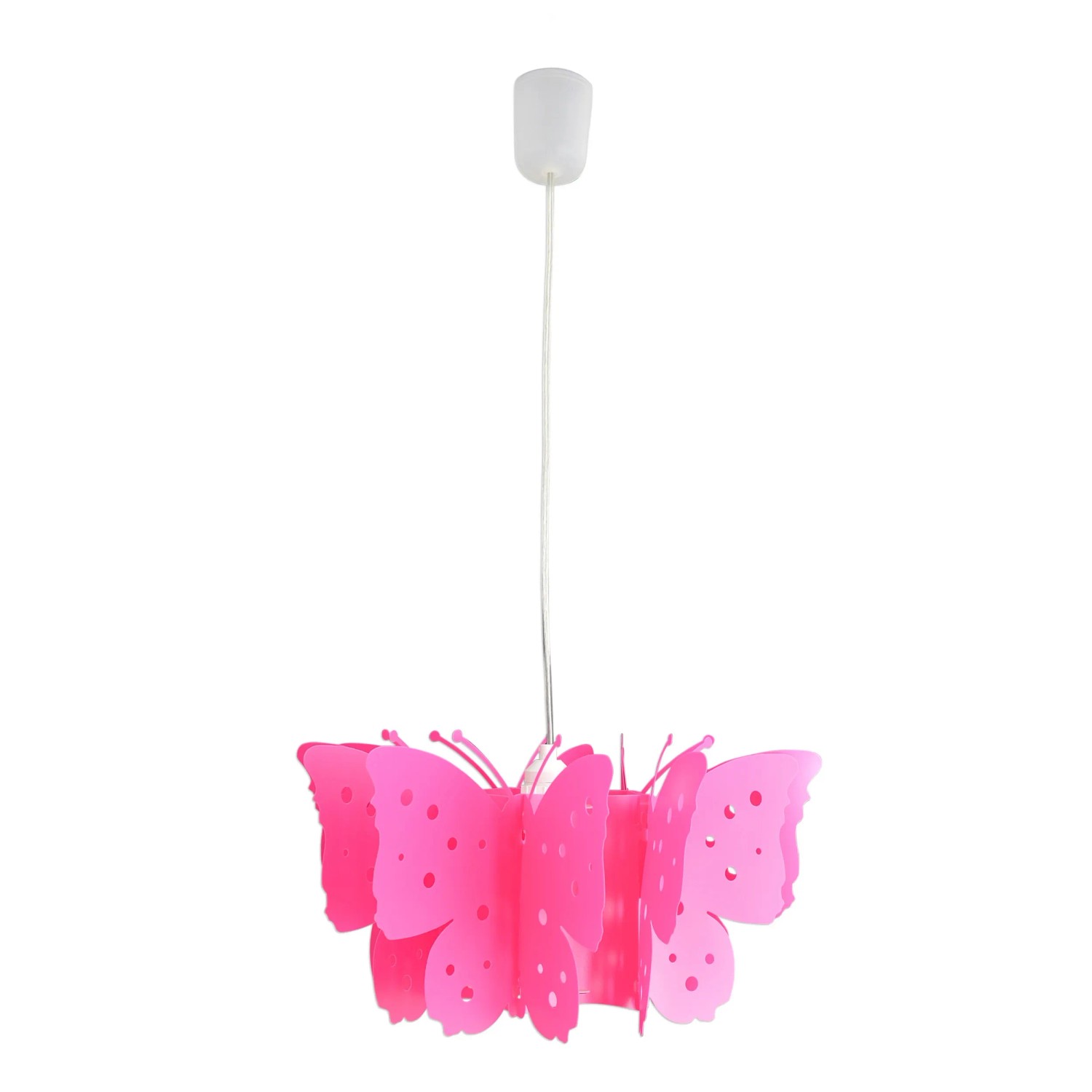 Pinke Näve Pendelleuchte Kizi mit Schmetterlingsdesign für das Kinderzimmer.