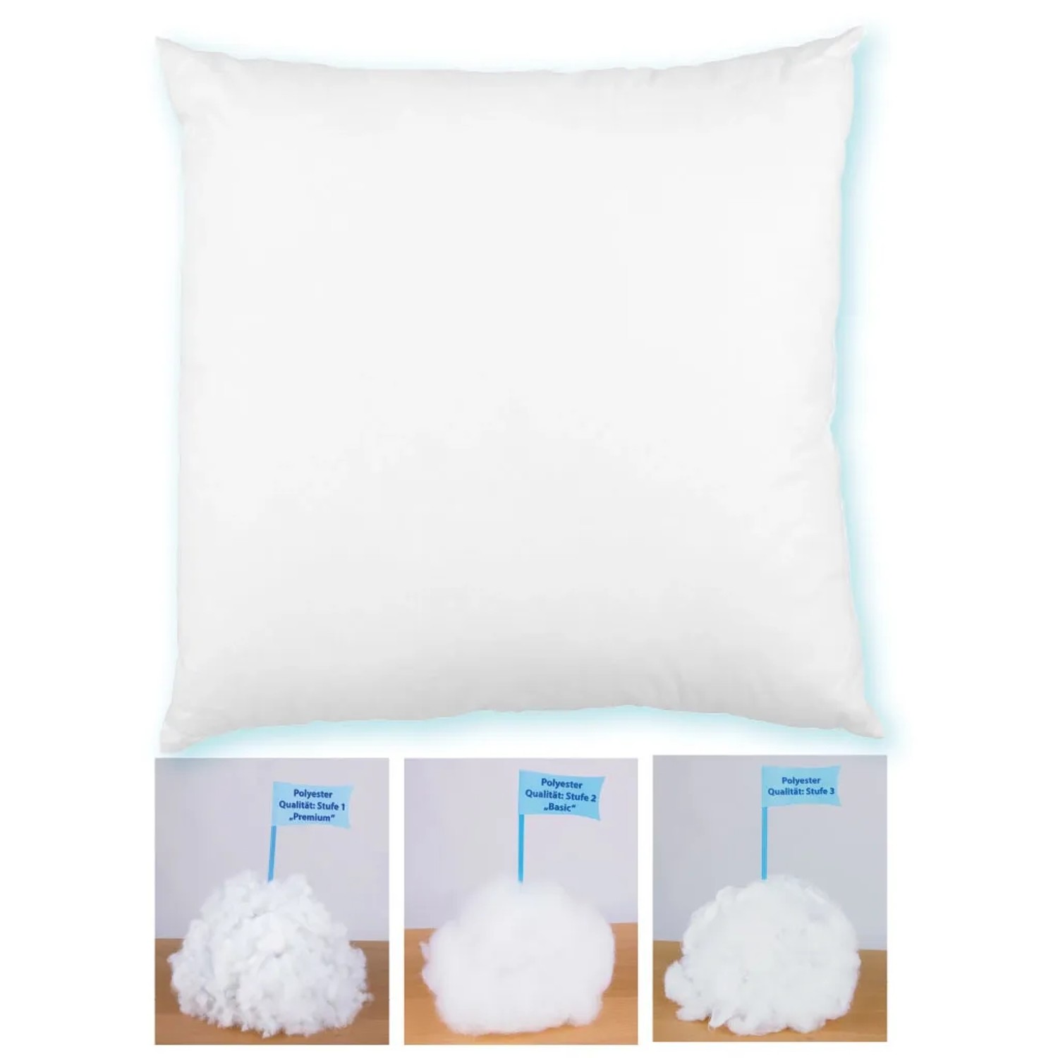 Arsvita Kissenfüllung 50x50 cm, Premium Polyester, weiß, für Kissenhüllen und Sitzkissen.