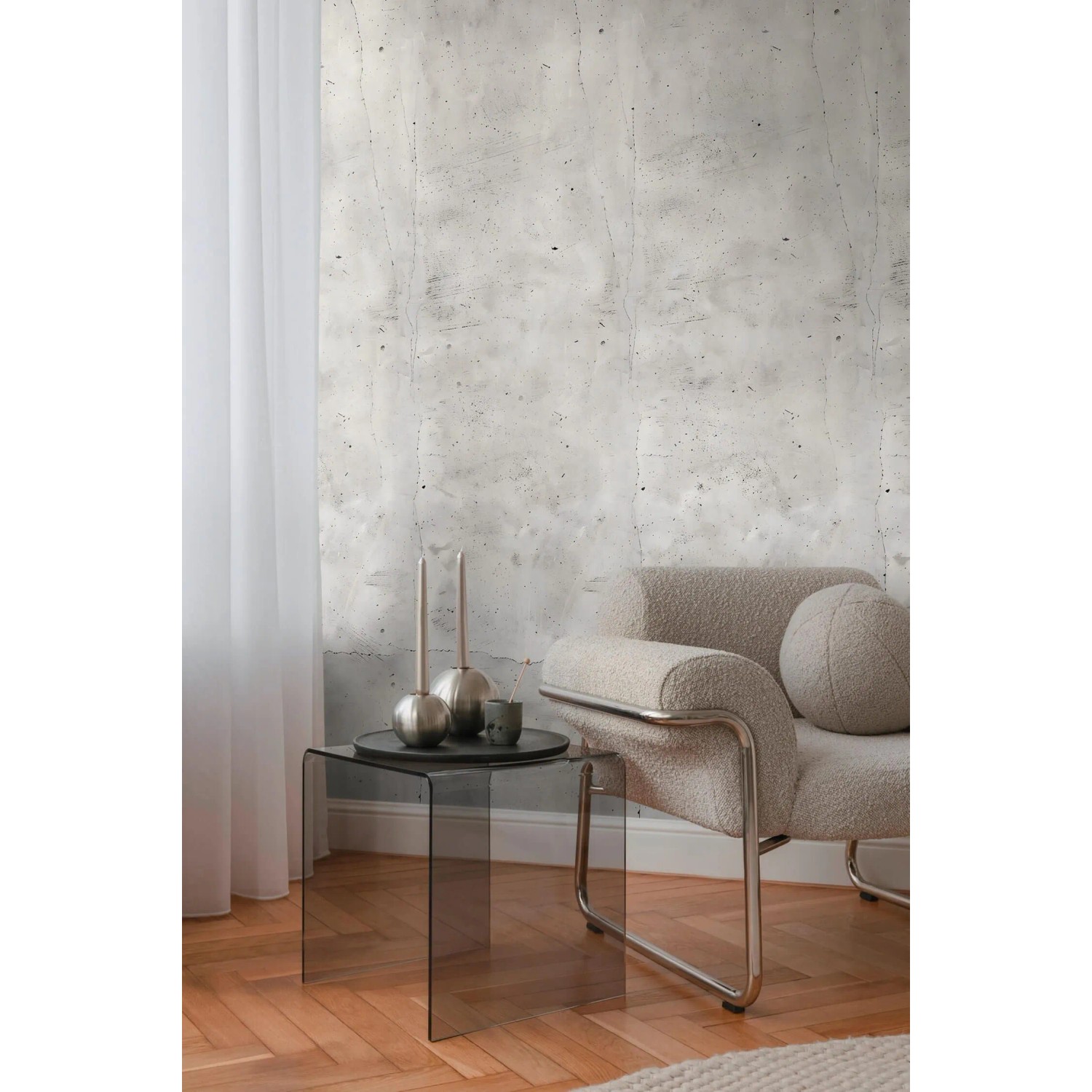 PROFHOME Fototapete in Betonoptik, Grau und Schwarz, 1,59x2,8 m. Wandgestaltung im Used-Look.