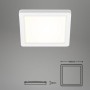 Eckige, weiße Brilo LED-Außenleuchte Frankfurt für Wand und Decke, mit Maßangaben.