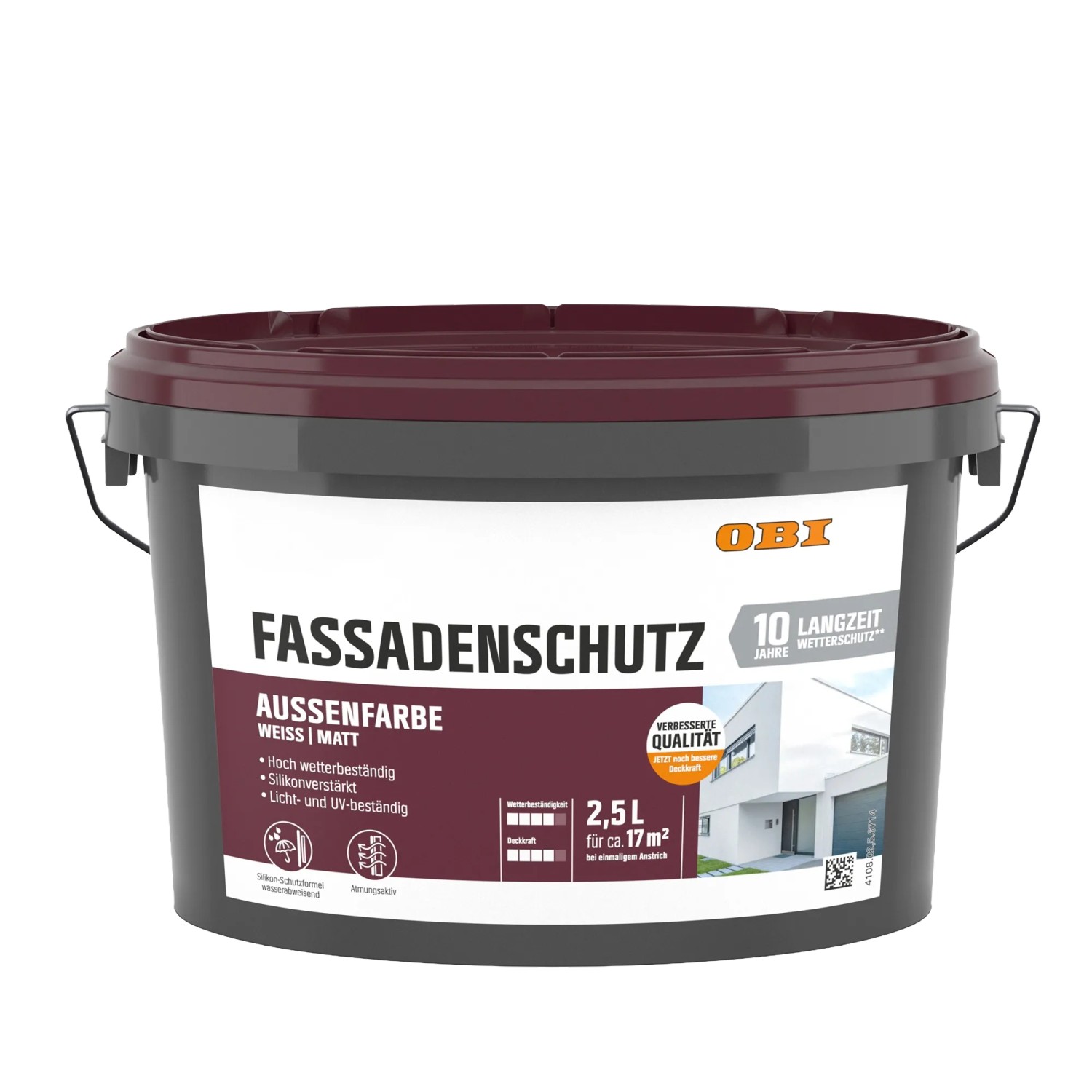 OBI Fassadenschutz Aussenfarbe Weiß Matt 2,5,