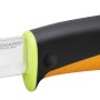 Fiskars Hochleistungsmesser mit Holster und Messerschärfer, Klinge mit Feile, ergonomischer Griff.