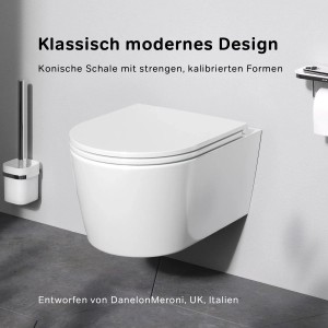 AM.PM Wand WC mit Softclosing Sitzabdeckung Func Spülrandlos Toilette Hänge WC CFA1700SC FlashClean