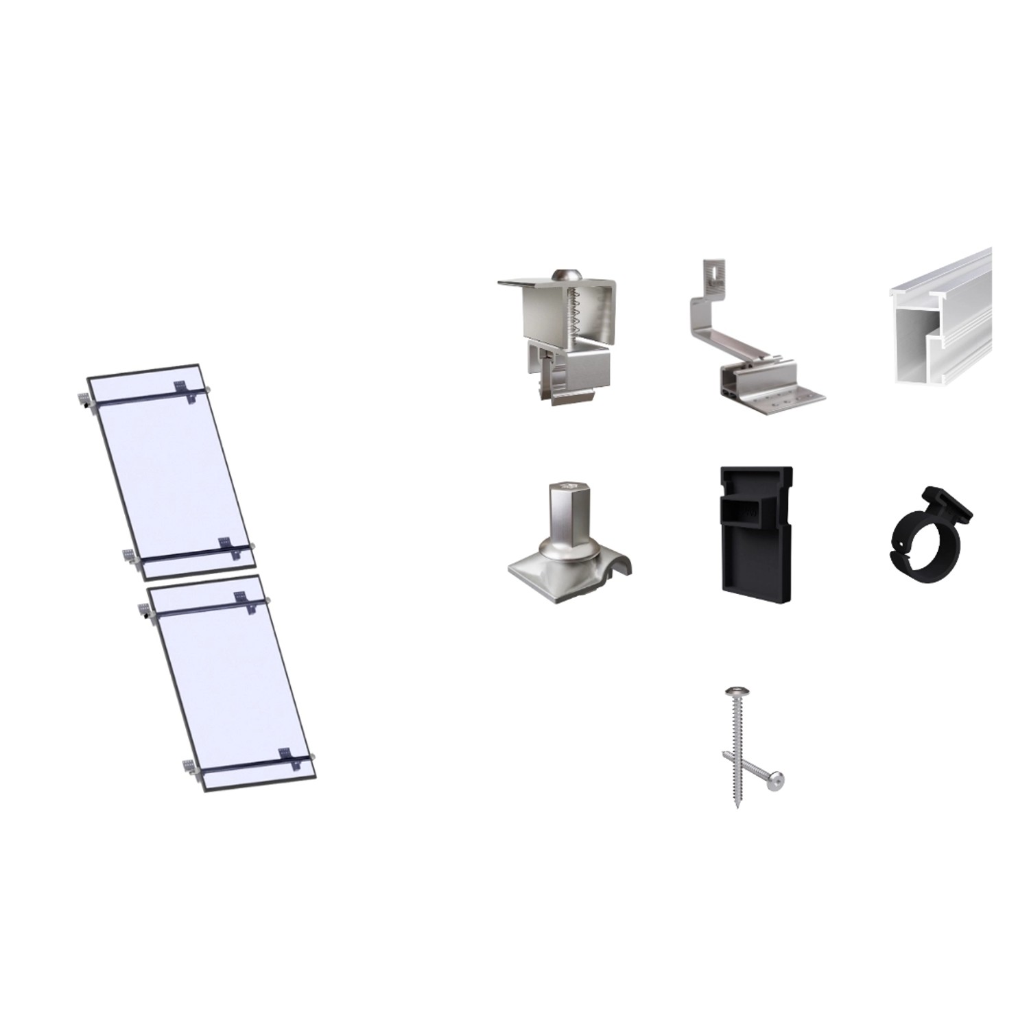 SolMount Montageset Schrägdach 2 Module untereinander Aluminium Natur