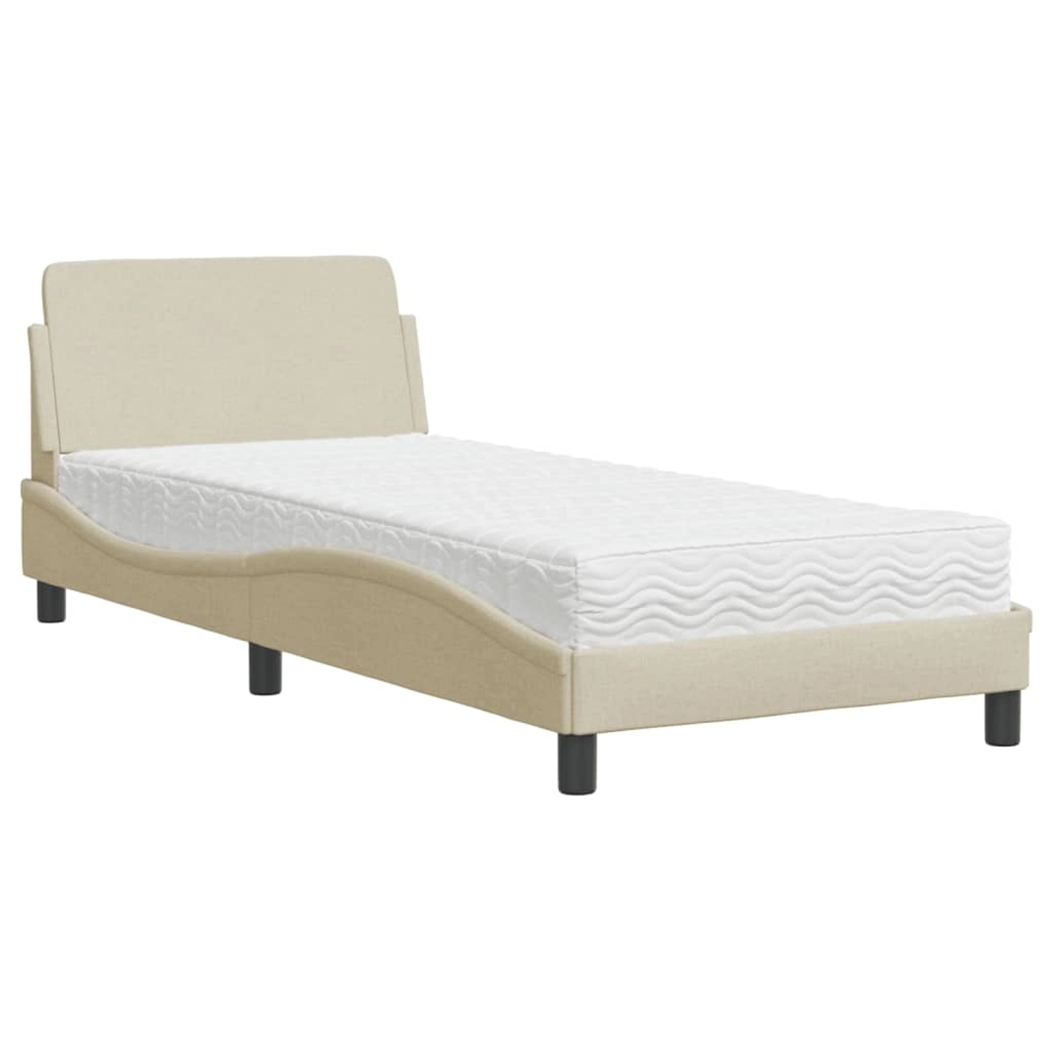 vidaXL Bett mit Matratze Creme 90x200 cm Stoff2009569