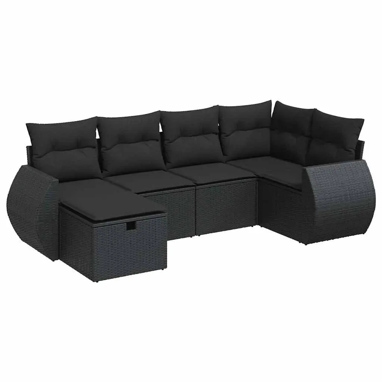 vidaXL 6-Tlg Garten-Sofagarnitur mit Kissen Schwarz Poly Rattan 3325581 günstig online kaufen