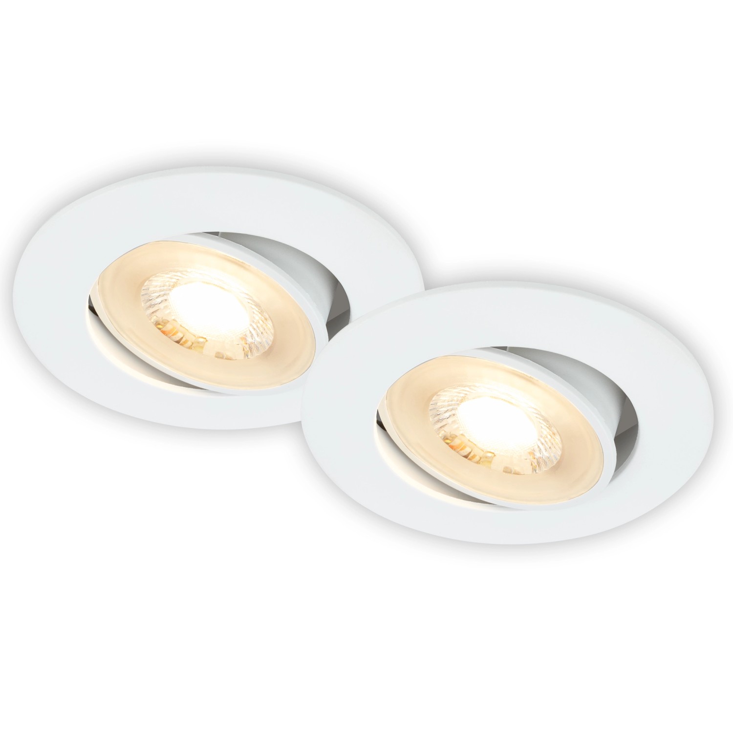 Brilo LED-Einbauleuchten Besi Weiß Ø 8 cm 2er-Set günstig online kaufen