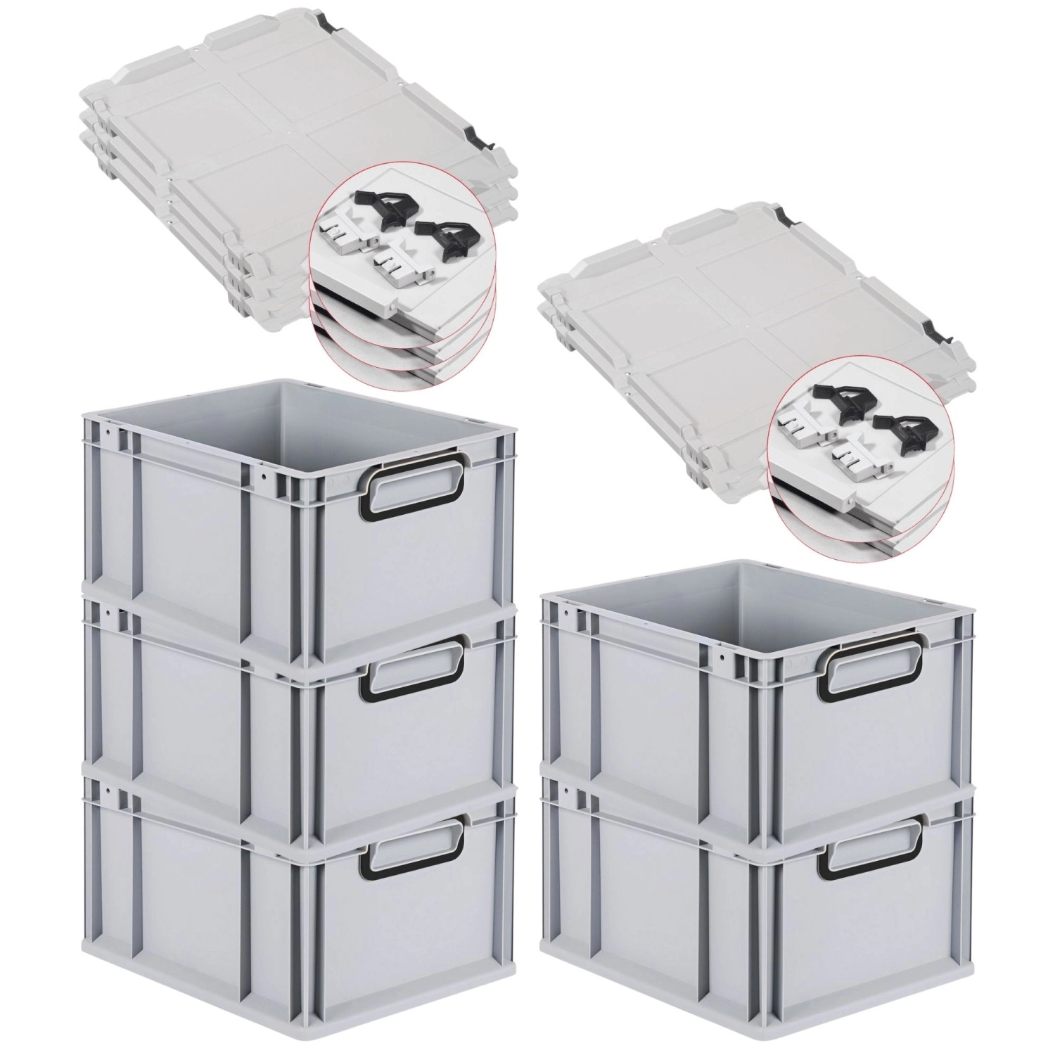 PROREGAL SuperSparSet 5x Eurobox Nextgen Color Mit Scharnierdeckel HxBxT 22 günstig online kaufen