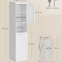 Weißer Songmics Badezimmerschrank mit offenem Fach und Wäschesammler.