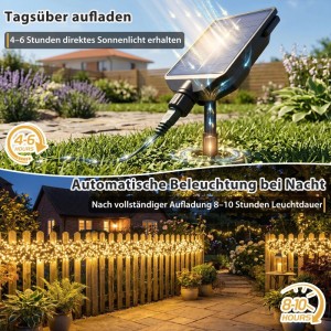 Salcar Solar-Lichterkette 560 LED 11,1 m USB Timer IP44 Warmweiß