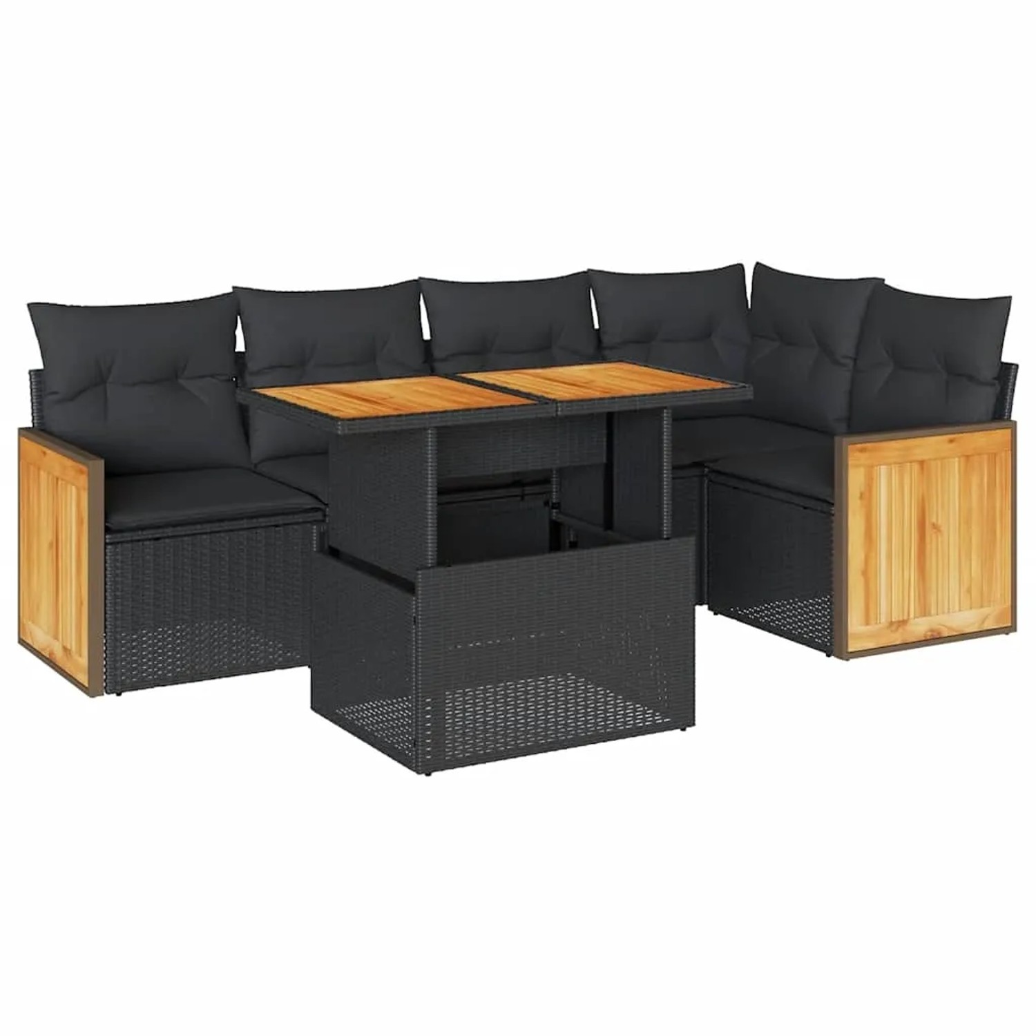 vidaXL 6-Tlg Garten-Sofagarnitur mit Kissen Schwarz Poly Rattan 3327709 günstig online kaufen