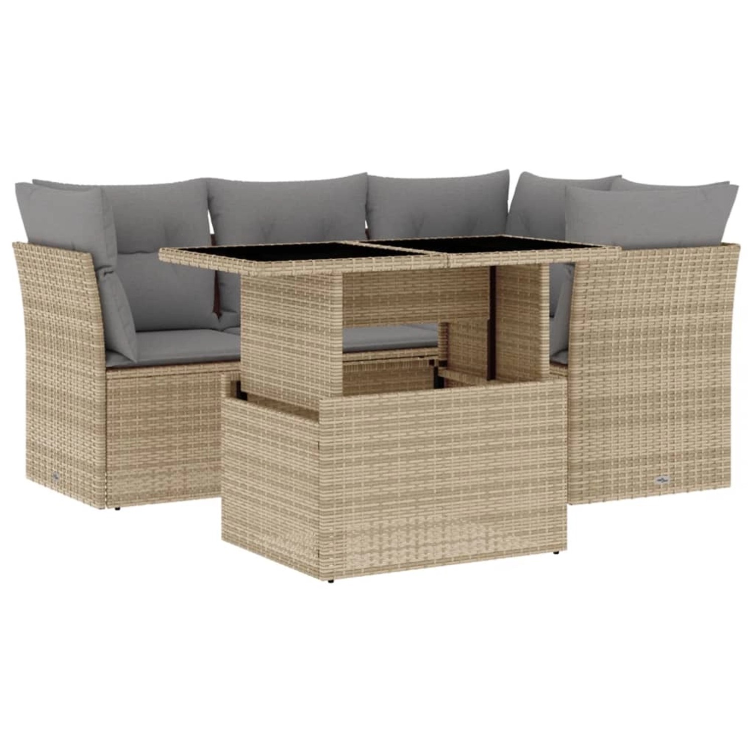 vidaXL 5-tlg Garten-Sofagarnitur mit Kissen Beige Poly Rattan Modell 219 günstig online kaufen