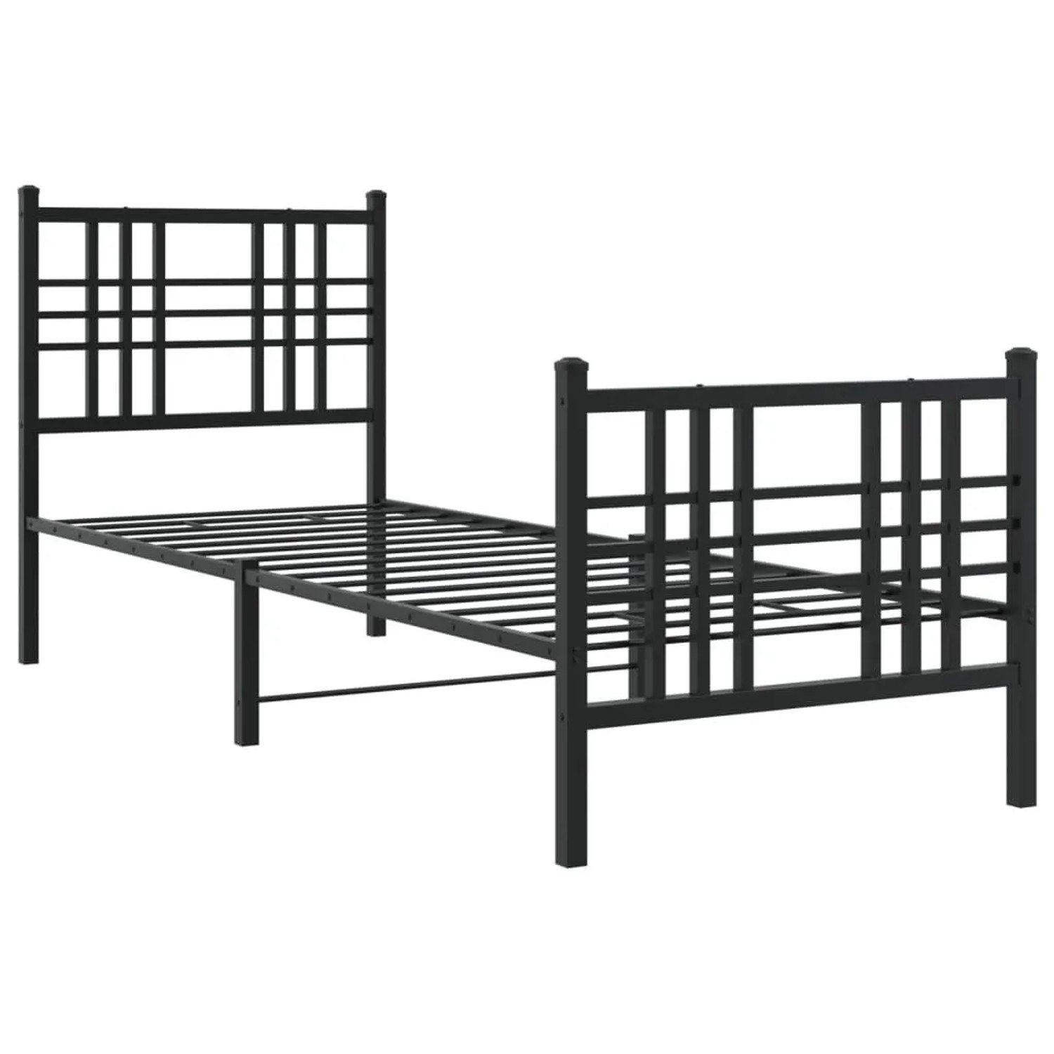 vidaXL Bettgestell mit Kopf- und Fußteil Metall Schwarz 80x200 cm 376333