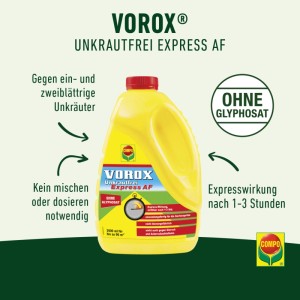 Vorox Unkrautfrei Express AF 3.000 ml: Anwendungsfertiges Unkrautmittel ohne Glyphosat für den Garten.
