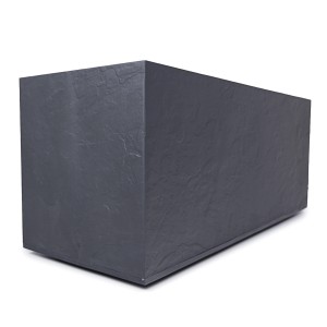 Anthrazitfarbener, doppelwandiger Ondis24 Pflanzkübel Vulkan 100 mit Steinoptik.