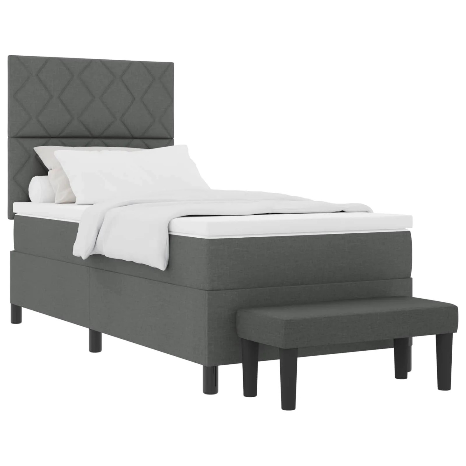 vidaXL Boxspringbett mit Matratze Dunkelgrau 100 x 200 cm Stoff 3344122