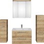 Pelipal Badmöbelset Trentino, 137 cm, Riviera Eiche: Waschtisch, Unterschrank, Spiegelschrank, Midischrank, Unterschrank.