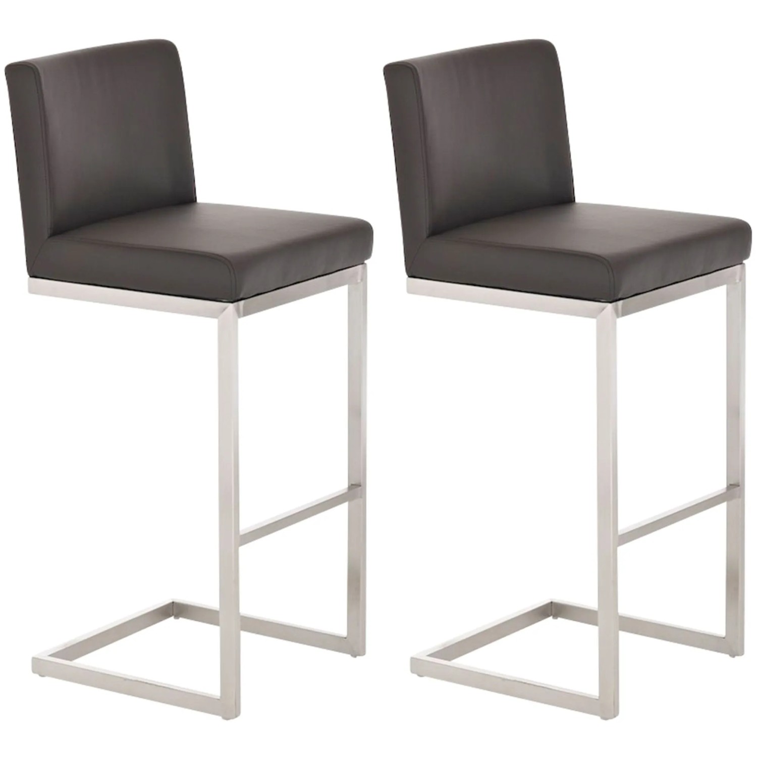CLP 2er Set Barhocker Paros Kunstlederbezug Braun