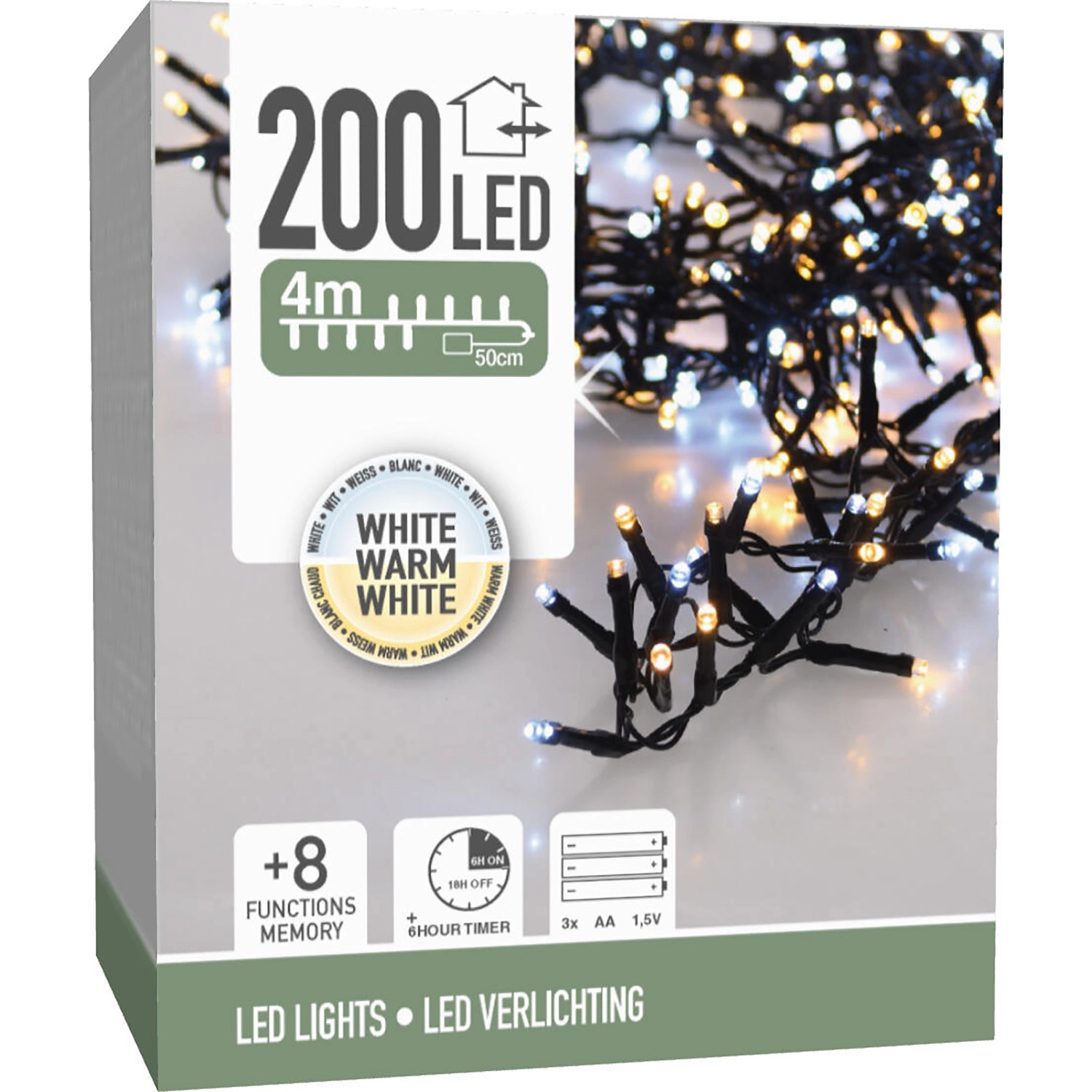 Lichterkette mit 200 LEDs 4 m Mehrfarbig