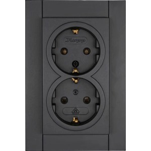 Kopp 2-fach Steckdose Athenis, Anthrazit, für Schalterdose