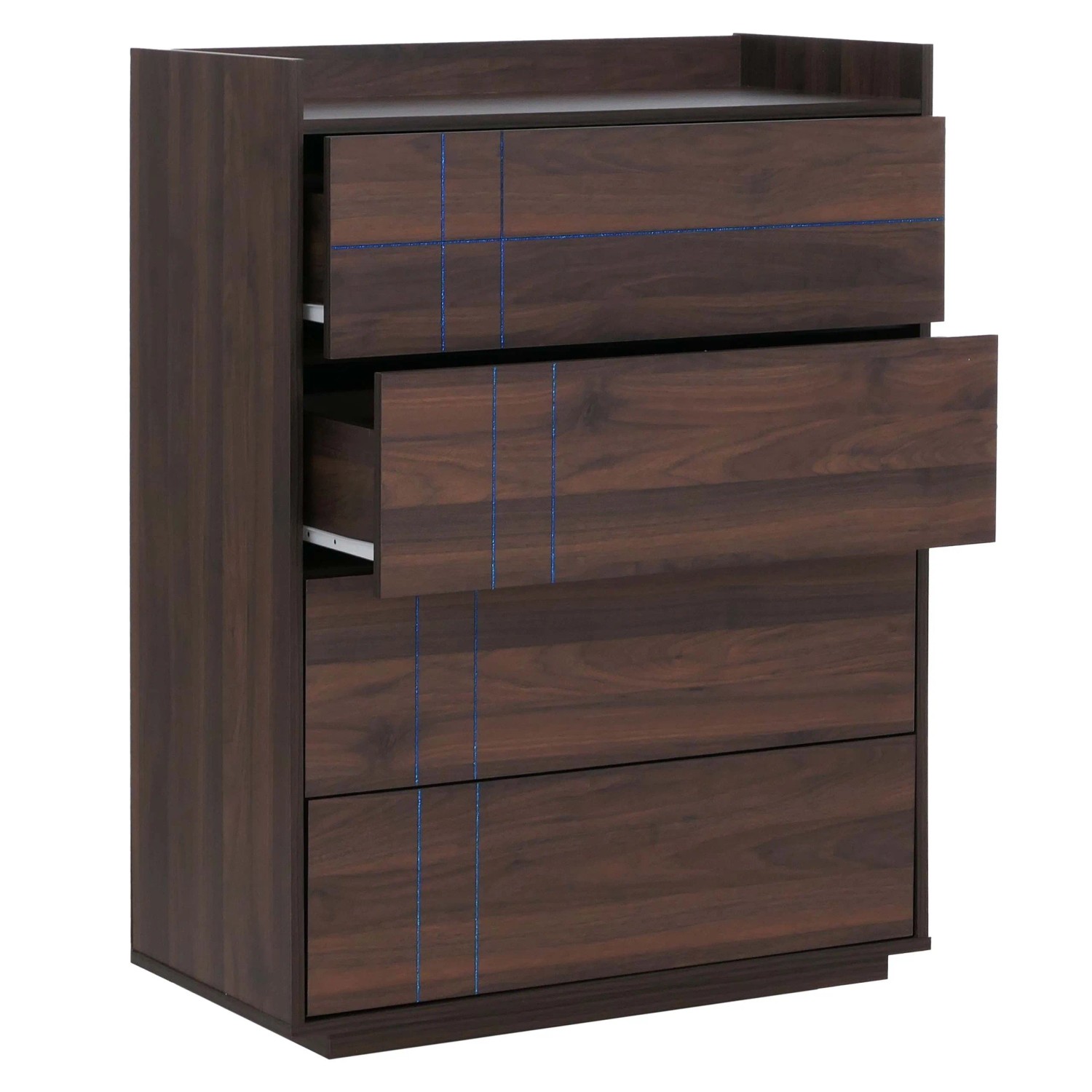 MCW Kommode P44 4 Schubladen Push-to-open MDF 107x80x40cm Walnuss-Optik