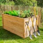 Westmann Hochbeet aus Lärche, 170x90x84 cm, bepflanzt mit Gemüse und Kräutern, mit Gartenspaten.