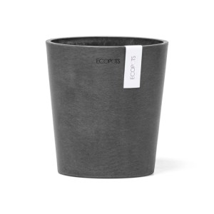 Dunkelgrauer Ecopots Morinda Orchideentopf, 14 cm, mit Stein-Look. Robust, UV- & frostbeständig für innen & außen.