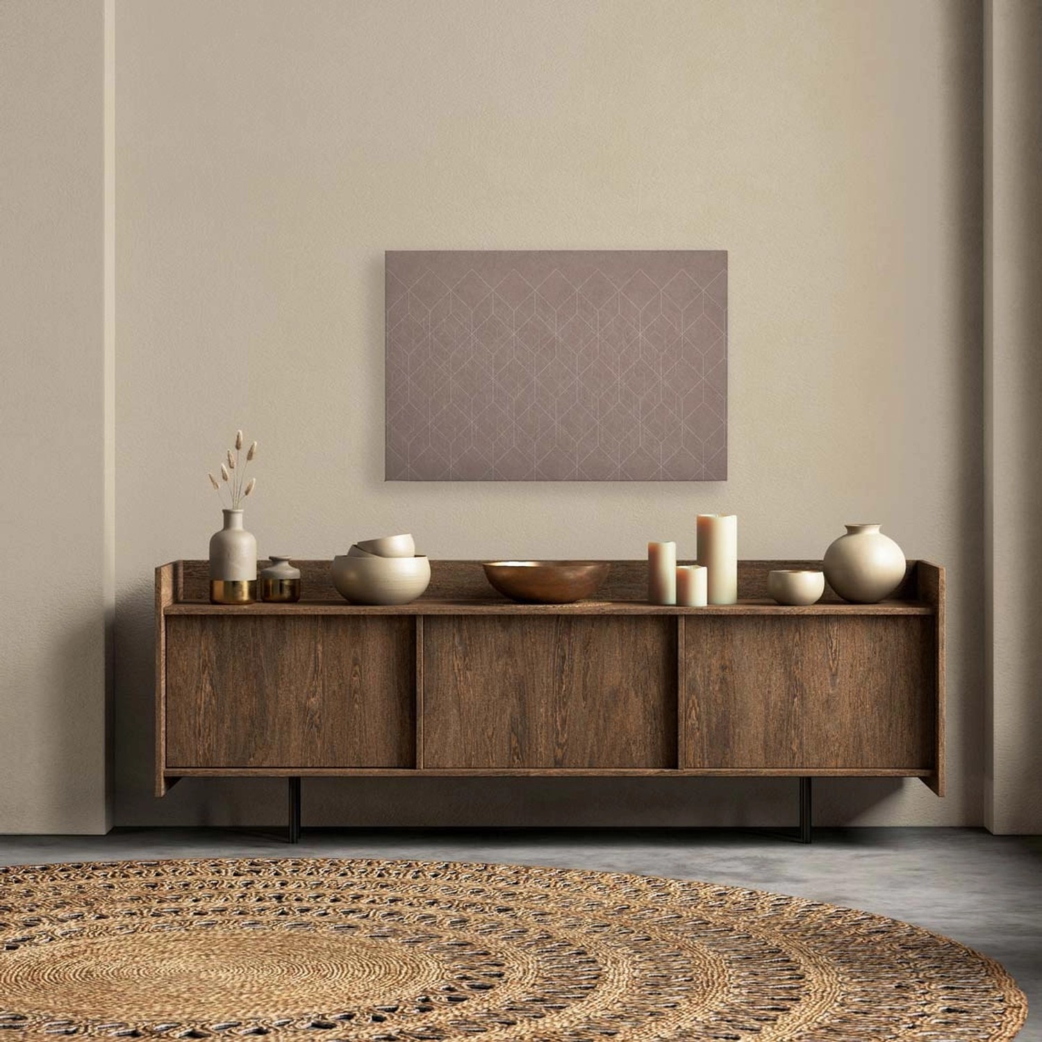 Bricoflor Leinwandbild In Taupe 90 X 60 Cm Wandbilder Geometrische Formen S günstig online kaufen