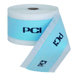 PCI Pecitape 120 Dichtband als Rollenware, blau-weiß für wasserdichte Fugen.