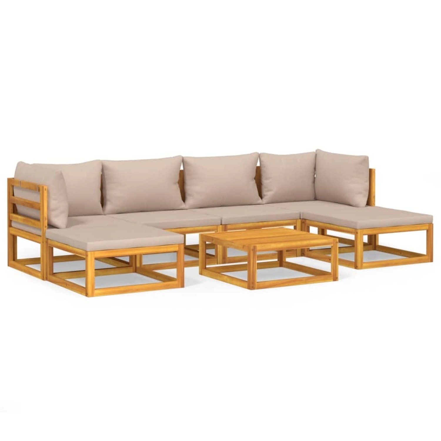 Vidaxl 7-tlg. Garten-lounge-set Mit Taupe Kissen Massivholz günstig online kaufen