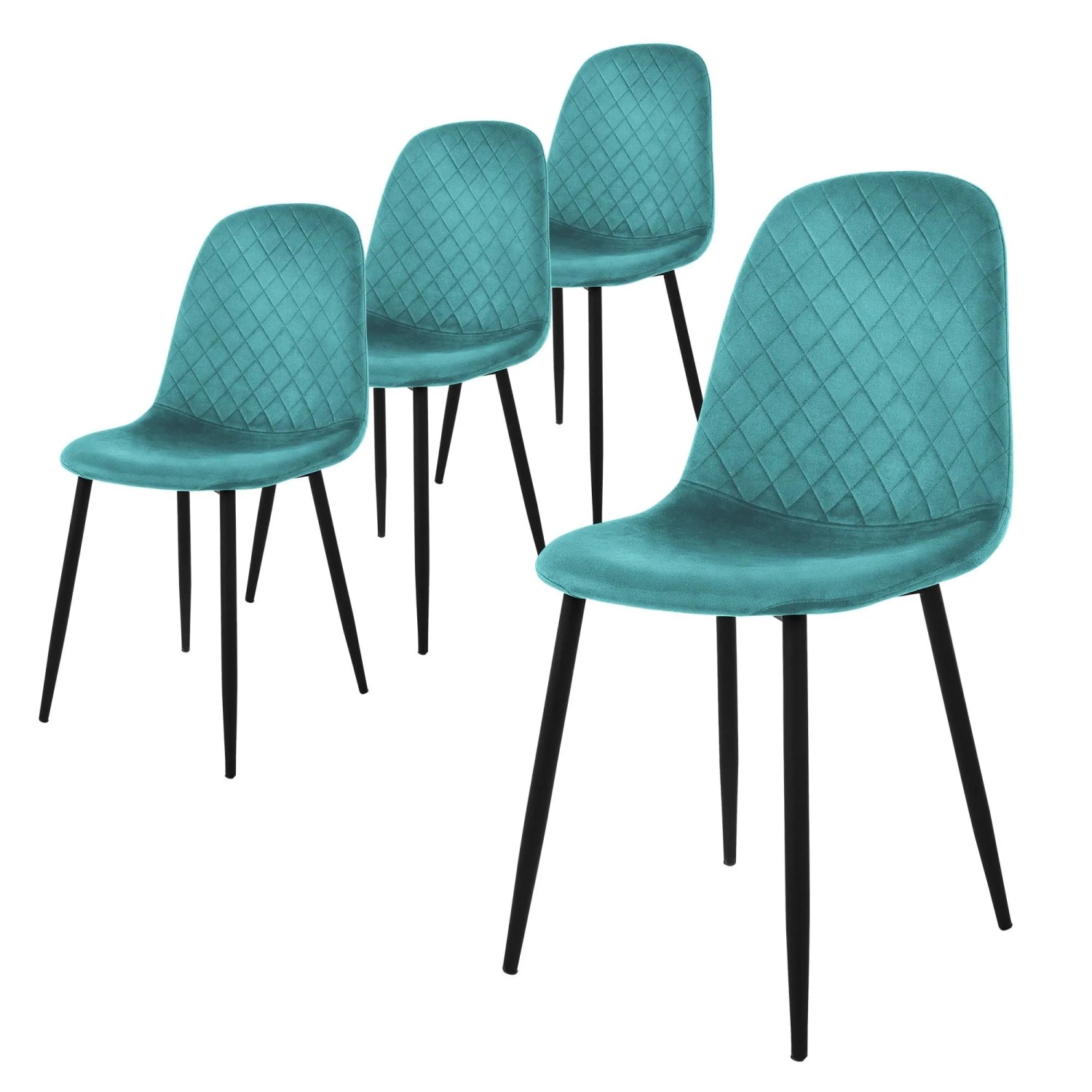 ML-Design Esszimmerstühle 4er Set Petrol Samtbezug Metallbeine