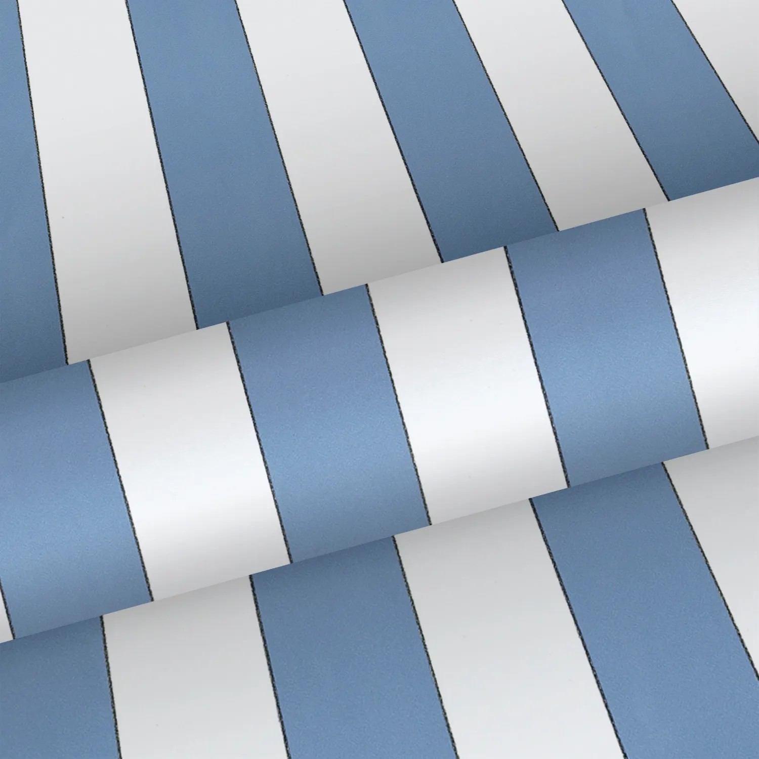 Sanders & Sanders Tapete mit blau-weißen Streifen, gerollt. Dekorative Wandgestaltung.