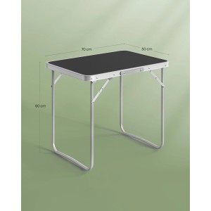 Schwarzer WOLTU Campingtisch aus Alu, klappbar mit Griff, 70x60x50 cm.