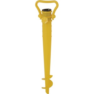 Gelber Schirmständer Chacas zum Einschrauben in den Boden für Sonnenschirme.