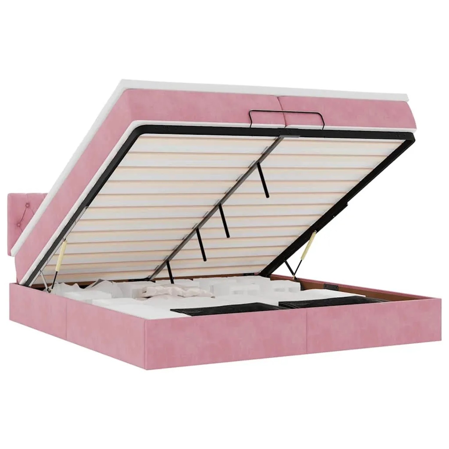 vidaXL Ottoman-Bett mit Matratzen & LEDs Rosa 200x200 cm Samt 3312721